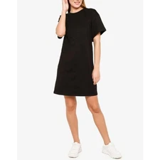 H&M Black Short T-Shirt Dress Womens Small Short Sleeve Cut Out Crew Neck A Line