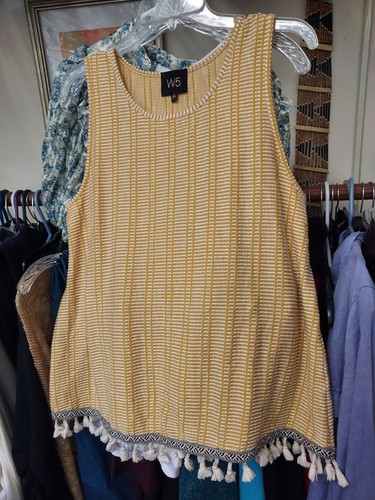 Canotta W5 Anthropologie nappa gialla a righe tessuto elasticizzato XL - Foto 7 di 7