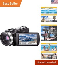 Video Camera Camcorder Full HD 1080P 30FPS 24.0 MP IR Night Vision Vlogging C...