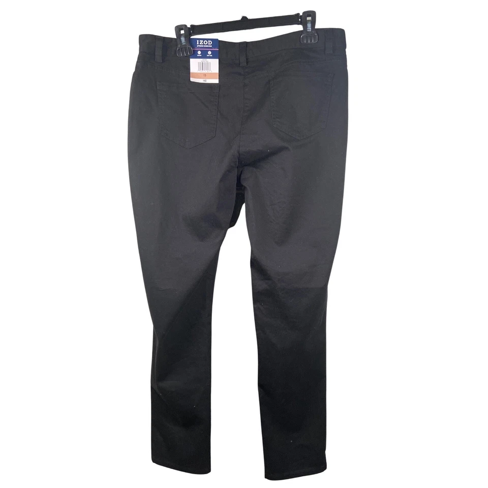 Pantalones IZOD Juveniles Talla 15 Negro Chino Aprobado Ropa Escolar Bolsillos Fácil Cuidado Nuevos con Etiquetas Foto 2 de 4