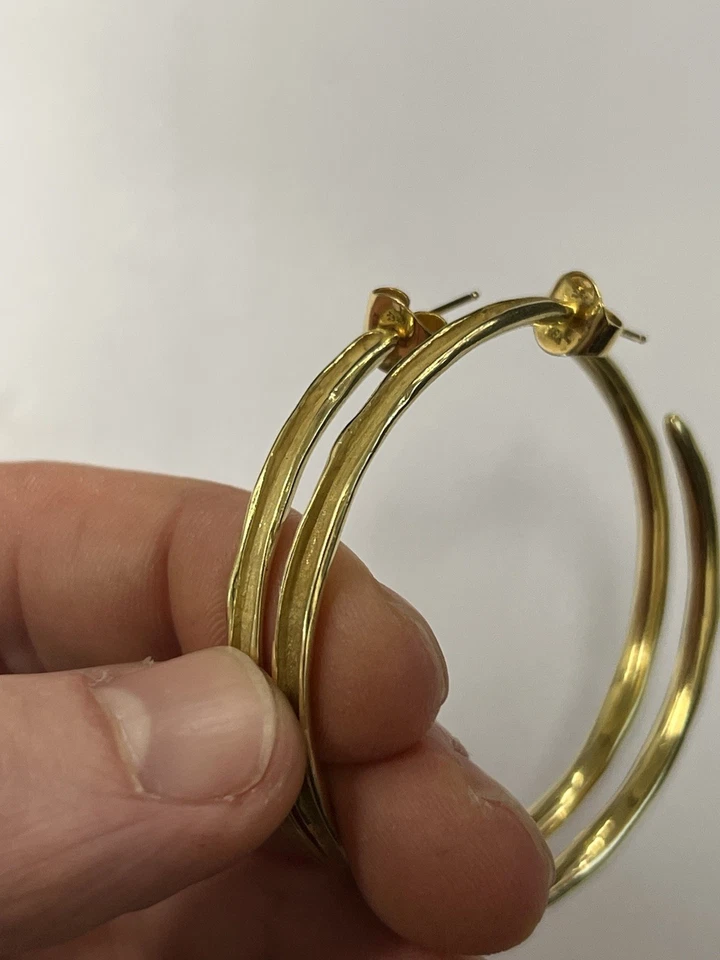 Ippolita 18kt Yellow Gold Forged Earrings - 17.6g - 2" Dia. - Image 4 of 4