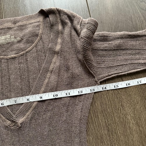 Y2K Brown Knit Sweater Womens Medium V-Neck 3/4 Sleeve Slim Fit Mossimo - Picture 6 of 7