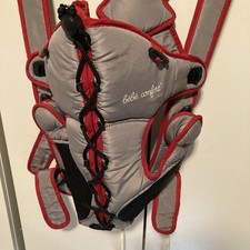 b b confort baby/infant carry kangaroo bag red/gray, adjustable