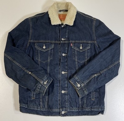 Levi s Denim Sherpa Trucker Jacket Sz L/XL Jeans Outdoor Cowboy Americana