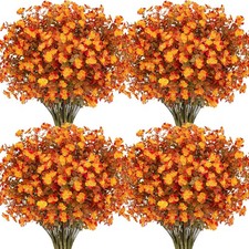 24 Bundles Artificial Silk Fall Flowers for Outdoors, Orange