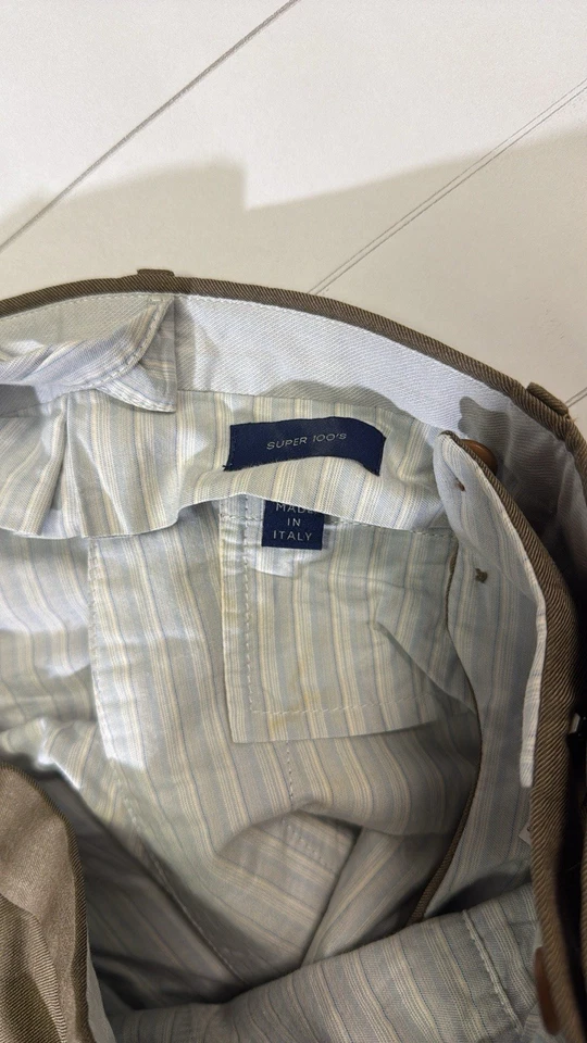 Incotex mens 34x34 brown 100% wool flat front luxury dress pants EUC - Image 4 of 4