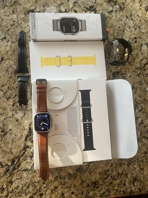 Apple Watch Ultra 49mm Titanium Case w/ Yellow Ocean Band, GPS + Cell, 6 bands