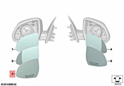 Genuine BMW X3 X4 M F25 F26 Mirror Glass Heated Wide-Angle Left 