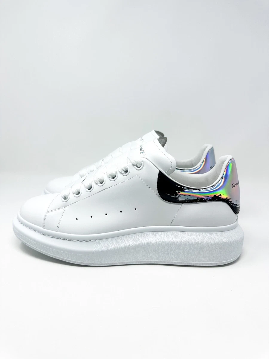 Alexander Mcqueen Larry Oversized Leather Sneakers White Silver 40