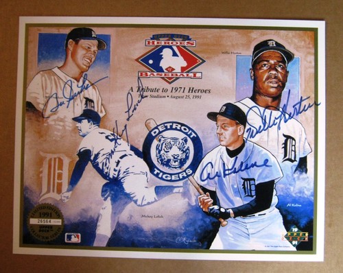 1968 Detroit Tigers 8 x 10 sheet signed by: Kaline, Horton, Lolich, Freehan JSA - Picture 3 of 3
