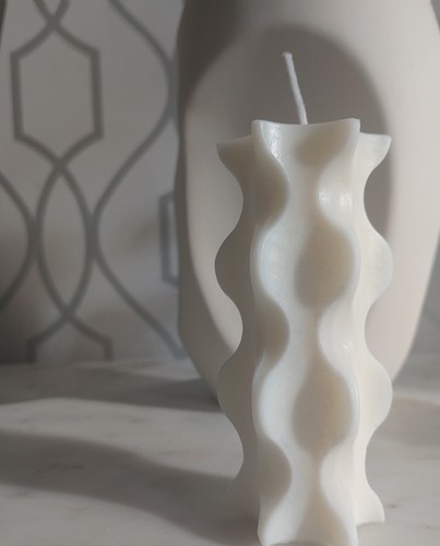 Abstract Swirl Pillar Soy Wax Candle Handmade Unscented Natural Colour