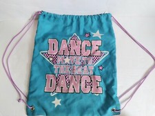 Justice Girls Drawstring Bag Tote Blue Dance Move to the Beat