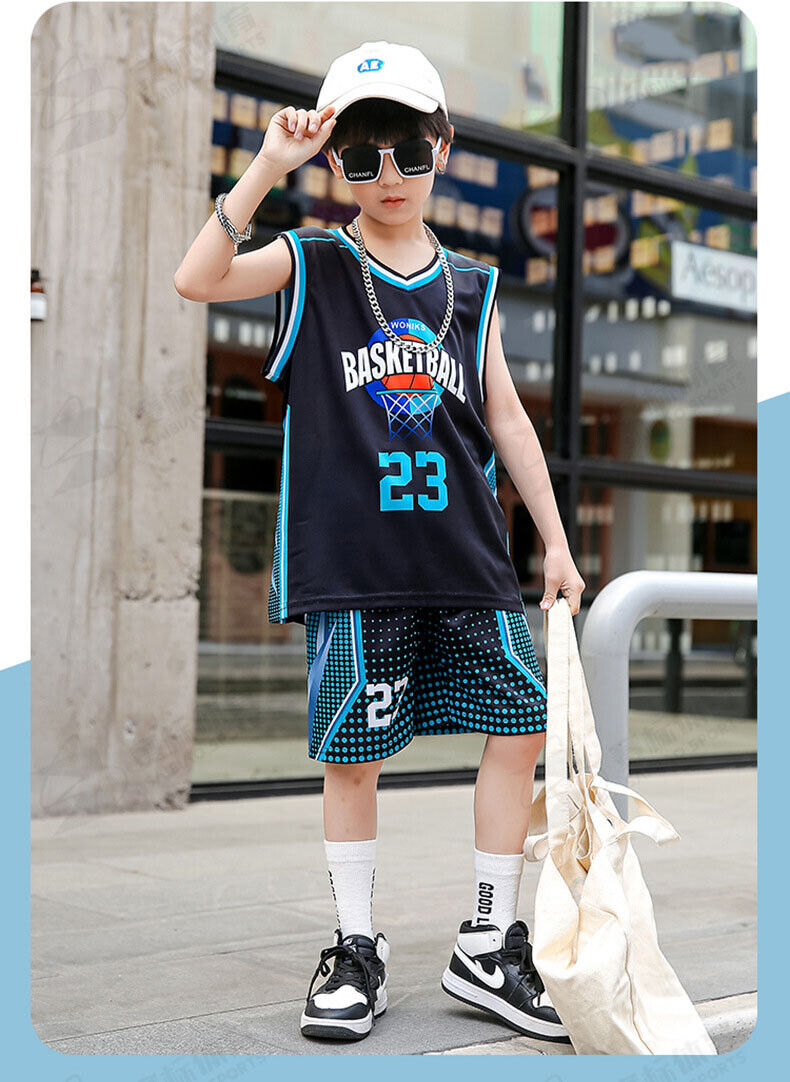 2PCS Kids Youths Boys Basketball Clothes Sports Outfits Jersey Summer Quick  Dry