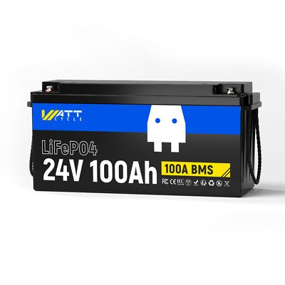 24V 100Ah Lithium LiFePO4 Battery 100A BMS 15000+ Cycles For RV Solar Off-grid