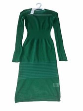 Green Fitted Partial See Through Mesh Dress Size Medium