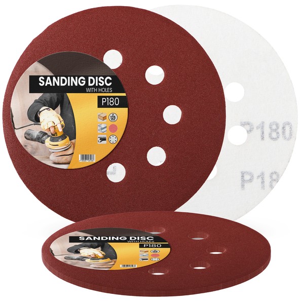 5X Schleifpapier 125Mm Klett P180 Schleifscheibe SchleifbläTter Schmirgelpapier-image