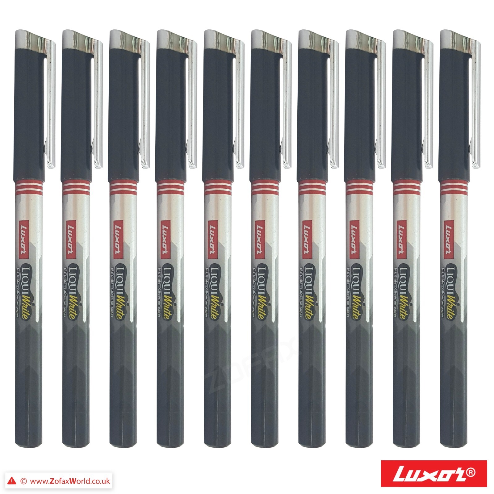 10 x 1.0mm Nickel Tip LUXOR LiquiWrite BLACK Medium Ball Point Pens