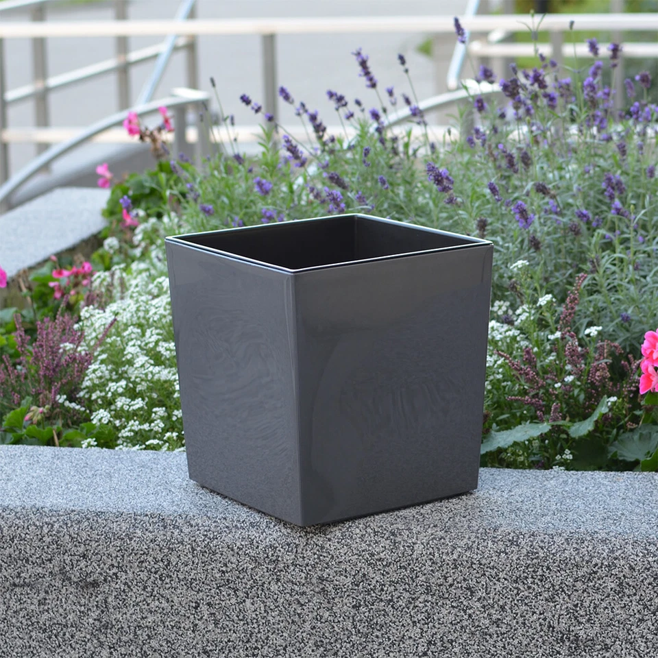 Blumenkübel Hochglanz Blumentopf Übertopf Pflanzeinsatz SET 2 Farben 2 Größen - Bild 4 von 4