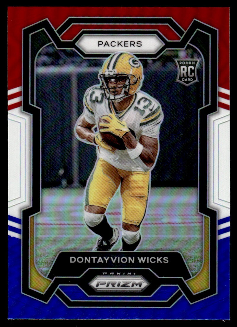 2023 Panini Prizm Rwb Dontayvion Wicks Rookie Green Bay Packers #333