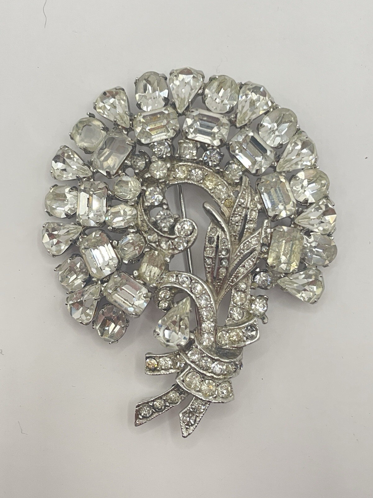 Vintage Signed Reinad Crystal Rhinestone Bouquet Brooch