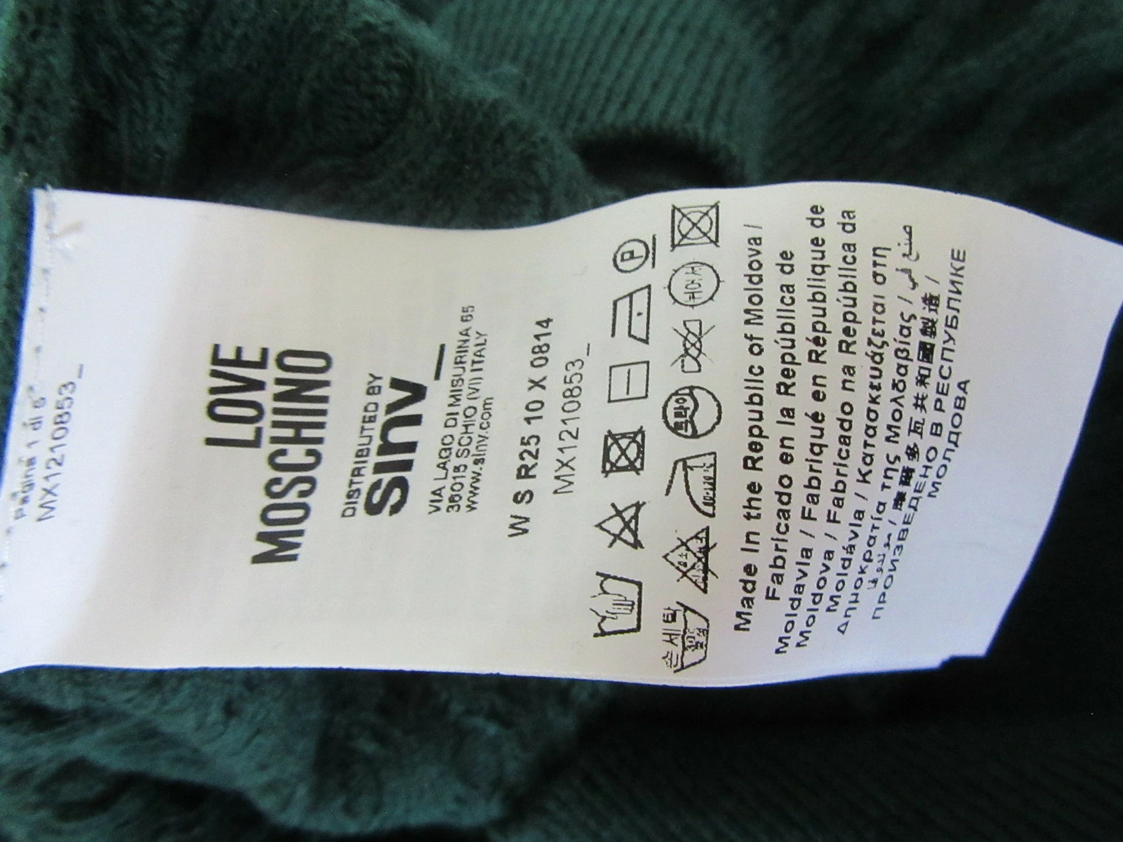 Abito con maglione Love Moschino verde a maniche lunghe in cashmere lana taglia 8