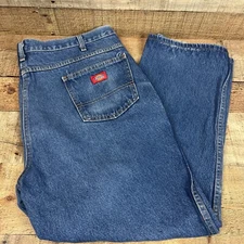 Dickies Pants Mens 42x30 Regular Fit Straight Leg Boot Cut Workwear Blue Denim