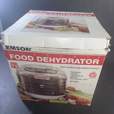 Vintage Emson Electric Food Dehydrator Jerky Maker 5 Trays With Box and manual 