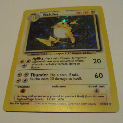 英語版初期　ポケモンカード　raichu shadowless　holo Pokémon TCG Raichu Base Set 14/102 Holo Shadowless | eBay