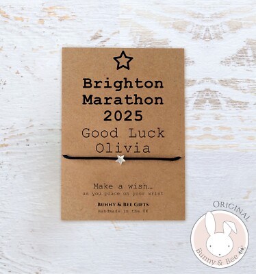 Personalisiertes Glück Marathon Wunsch Armband Karte Geschenk Charity Laufen Rennen