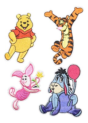 Winnie The Pooh Characters Embroidered Iron on Patch Set of 4