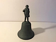 Figural Cast Iron Dinner Bell Black Original Clapper 7" Tall Vintage 4" Diameter