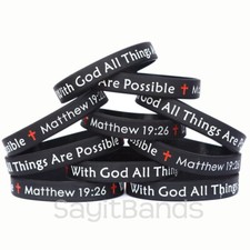 10 With God All Things Are Possible Wristbands Matthew 19:26 Silicone Bracelets