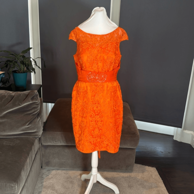 Women's Orange Tea Length Formal Mother of the Bride Dress Corset Back Size 14 | eBay Women's Orange Tea Length Formal Mother of the Bride Dress Corset Back Size 14 | eBay