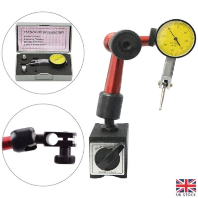 Precision Dial Test Indicator DTI Gauge + Flexible Magnetic Base Holder Stand UK