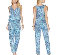 LILLY PULITZER Paulina Jumpsuit SNEAK A BEAK Bennet Size Blue Small NWT