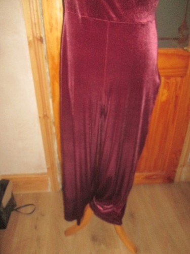 NEXT Size 16 Petite Burgundy Velvet Jumpsuit Wide leg Brand NEW with Tags - Picture 3 of 7