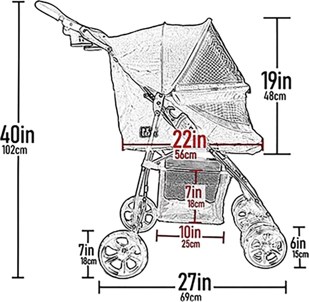 Pet Stroller Happy Trails Lite NoZip Dog and Cat Strollers Easy