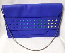 Milly Bags Leather Digital Clutch 12x8 Purse Blue Chain Strap Shoulder Hand Bag