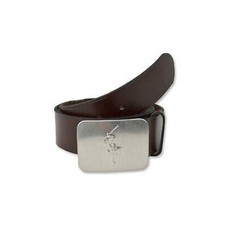 POLO RALPH LAUREN Men's Pony Logo Plaque Buckle Vacchetta Leather Belt, BROWN