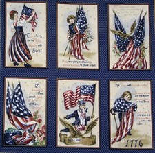 1776 American Flag Fabric July 4th Patriotic Americana 6 Blocks 250 Anniversary