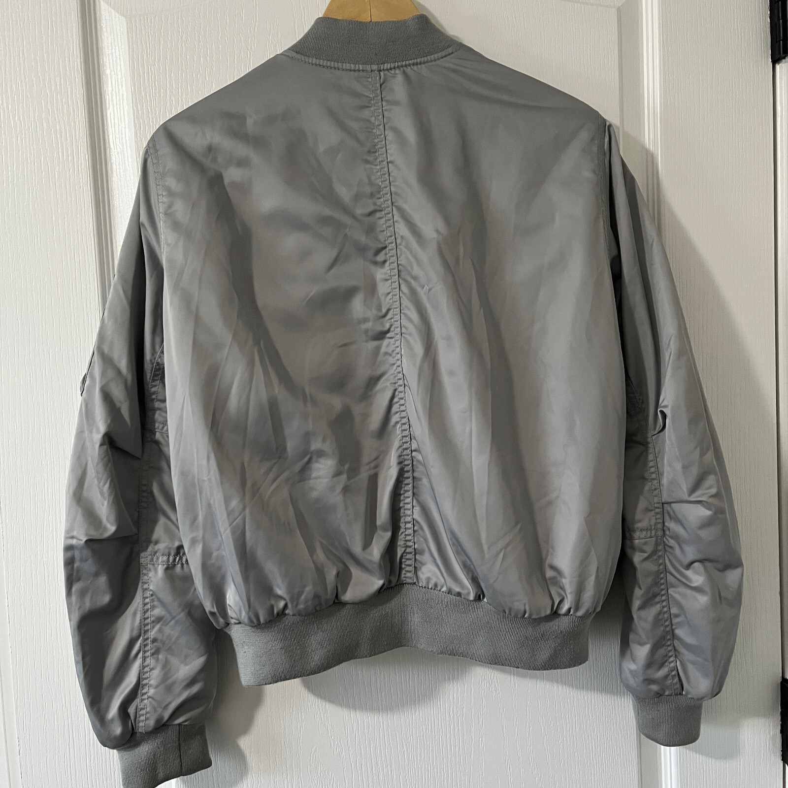 Women’s Gap Bomber Jacket Coat Silver Satin Size Small EUC! eBay