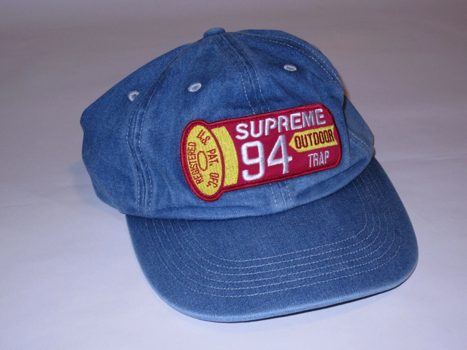 SUPREME NY Shell Patch 6 panneaux chapeau capuchon en denim sangle réglable NEUF ! S/S 2021