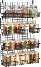 X-cosrack Spice Rack Organizer Wall Mounted 4-Tier Large Rack, Black 