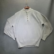 Vintage LL Bean Women's Gray Henley Quarter Button Sweater Size XL Made in USA