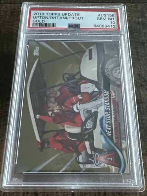 2018 Topps Update Gold Justin Upton/Mike Trout/Shohei Ohtani Rookie PSA 10