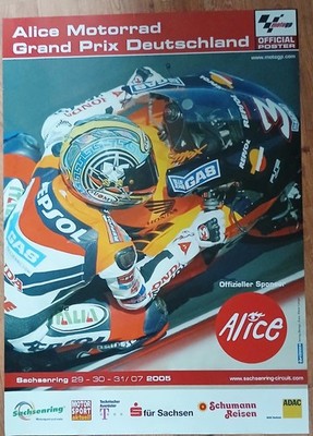 Original Plakat/Poster Alice Motorrad GP Deutschland Sachsenring 2005 Max Biaggi