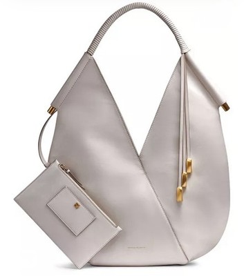 NWT Donna Karan Sand Leather Mini Baldwin Shoulder Bag w Detachable Purse $328
