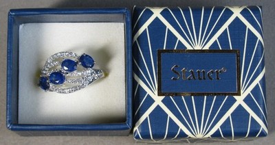 Sterling Silver Stauer Napoleon Enchanced Sapphire Ring 3.8g Size 6  #B123