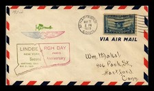US COVER LINDBERGH DZIEŃ DRUGA ROCZNICA HARTFORD CONNECTICUT POCZTA LOTNICZA