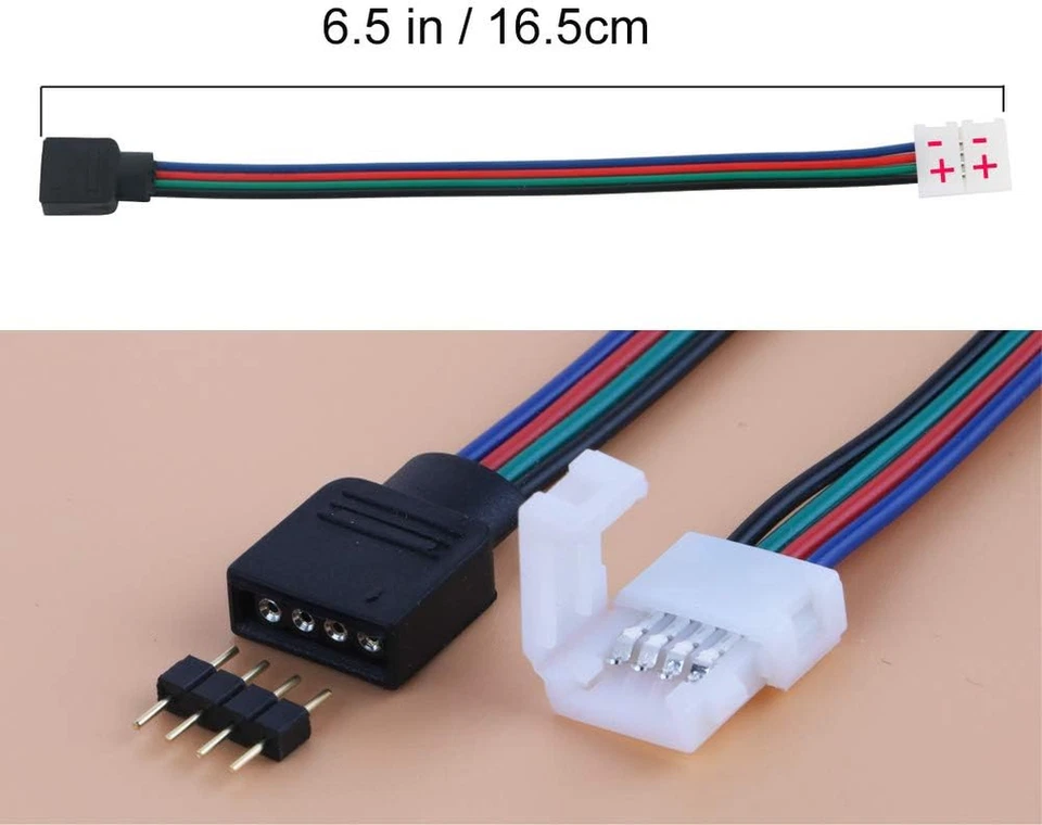4Pin RGB Del Connettore Di Estensione Cavo per 10Mm 5050 RGB LED Light Strip, RG - Immagine 2 di 4
